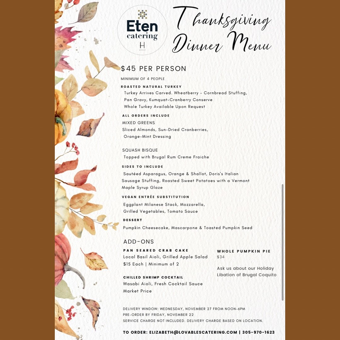 Say goodbye to cooking stress and hello to a catered Thanksgiving spread! 🦃💥🍁 Secure your feast with a click and get ready to wow your guests. Email Elizabeth@LovablesCatering.com or Call 305-970-1623 to reserve your spot! 📲🍽️ #ThanksgivingGoals