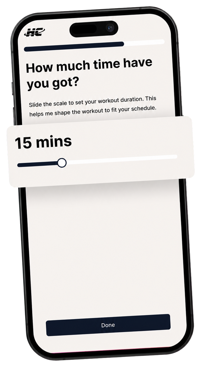 Choosing the available workout time in HoloCoach