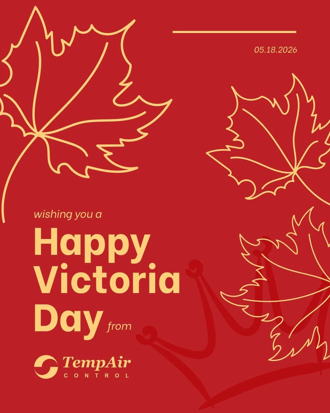 Wishing everyone a safe and enjoyable long weekend, and a very Happy Victoria Day from all of us at Temp Air Control!
.
.
.
.
.
#tempaircontrol
#VictoriaDay
