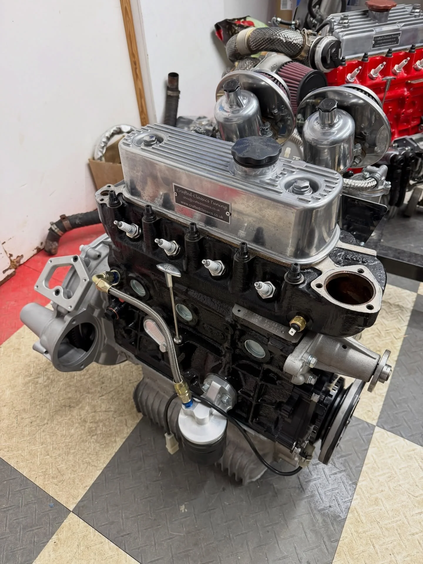 Very nearly ready for collection. Tested before Christmas and made a wonderful 97hp
Coupled to a 5 speed gearbox, ought to make this a wonderful cruiser. #mini #modification #classiccar #vintage #engine