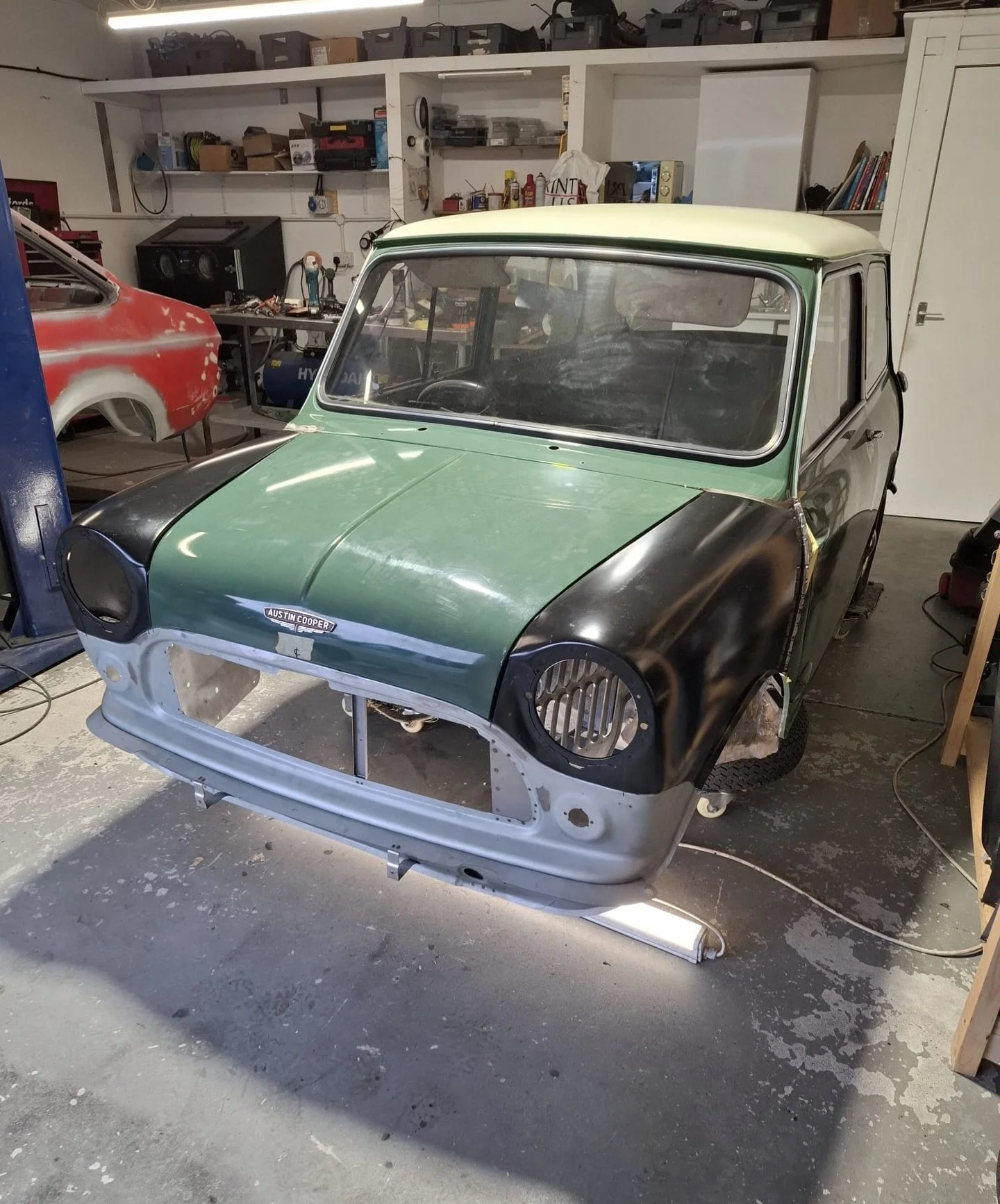 Front end replacement on a lovely little 997 Cooper we&rsquo;ve got in. Engine has had all machining done and ready to start building. Mini should have paint on it in the next few weeks. #cooper #mini #restoration #rebuild #octane