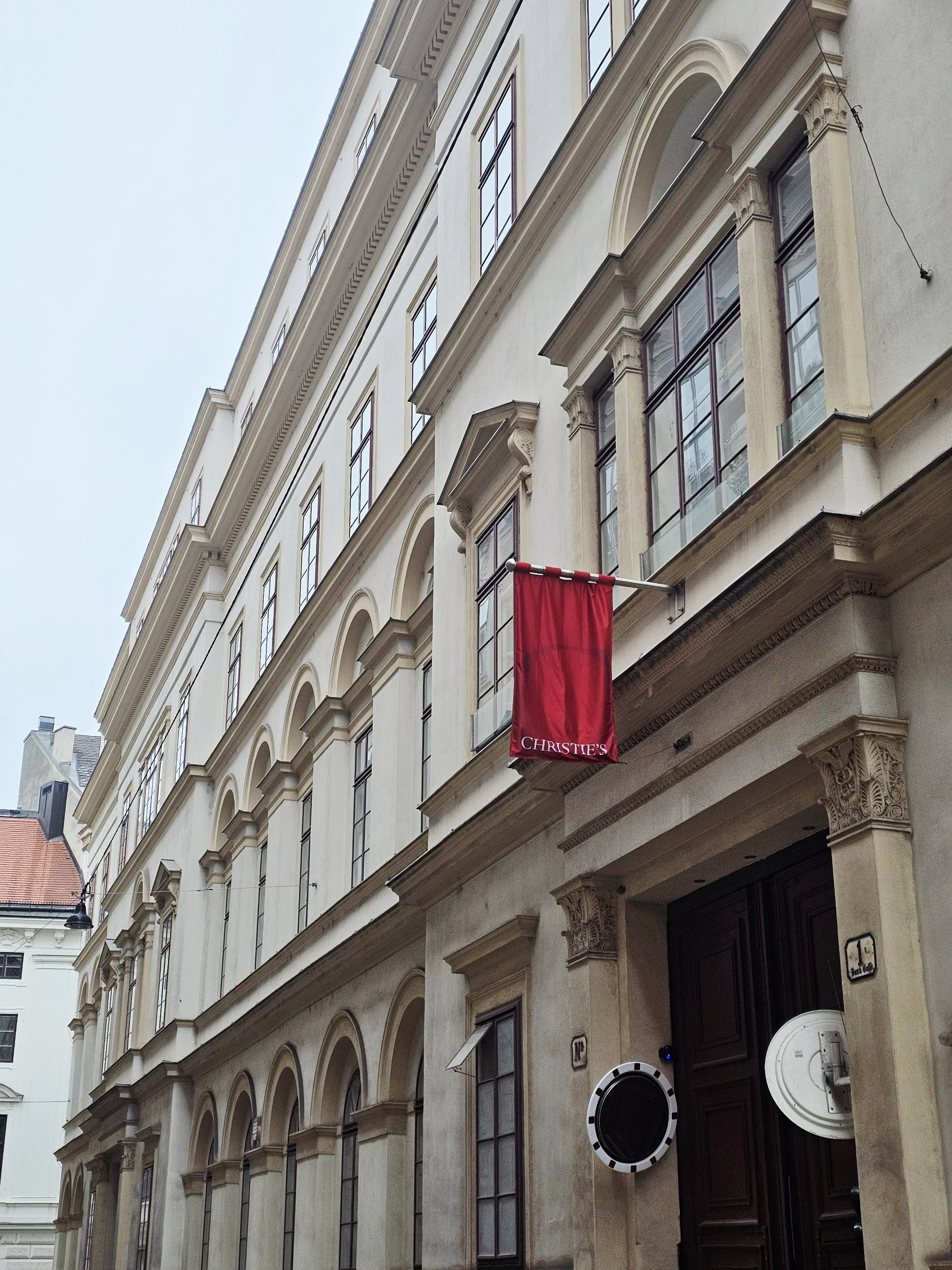 Christie's flag outside building