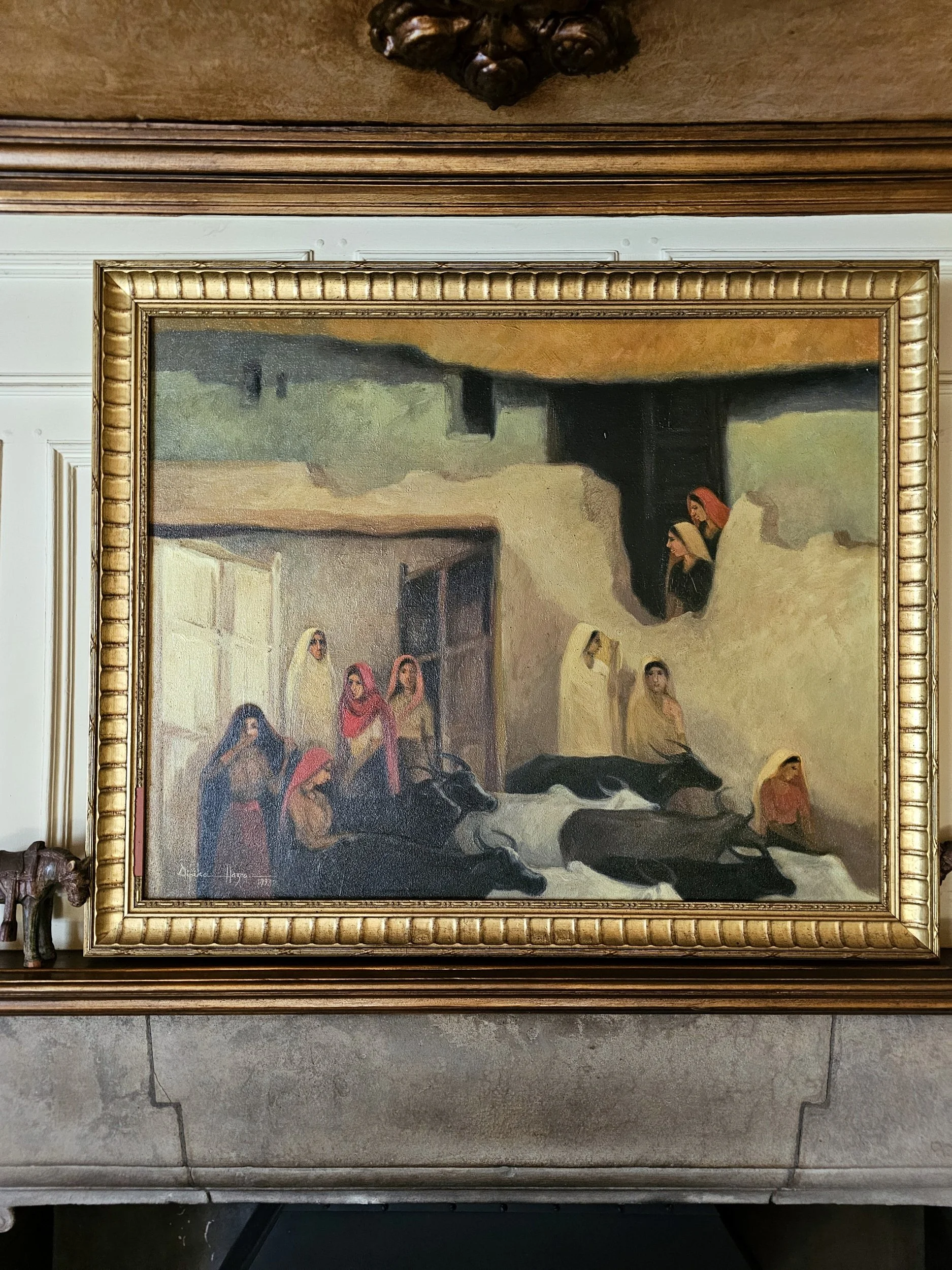 Painting of women with headscarves