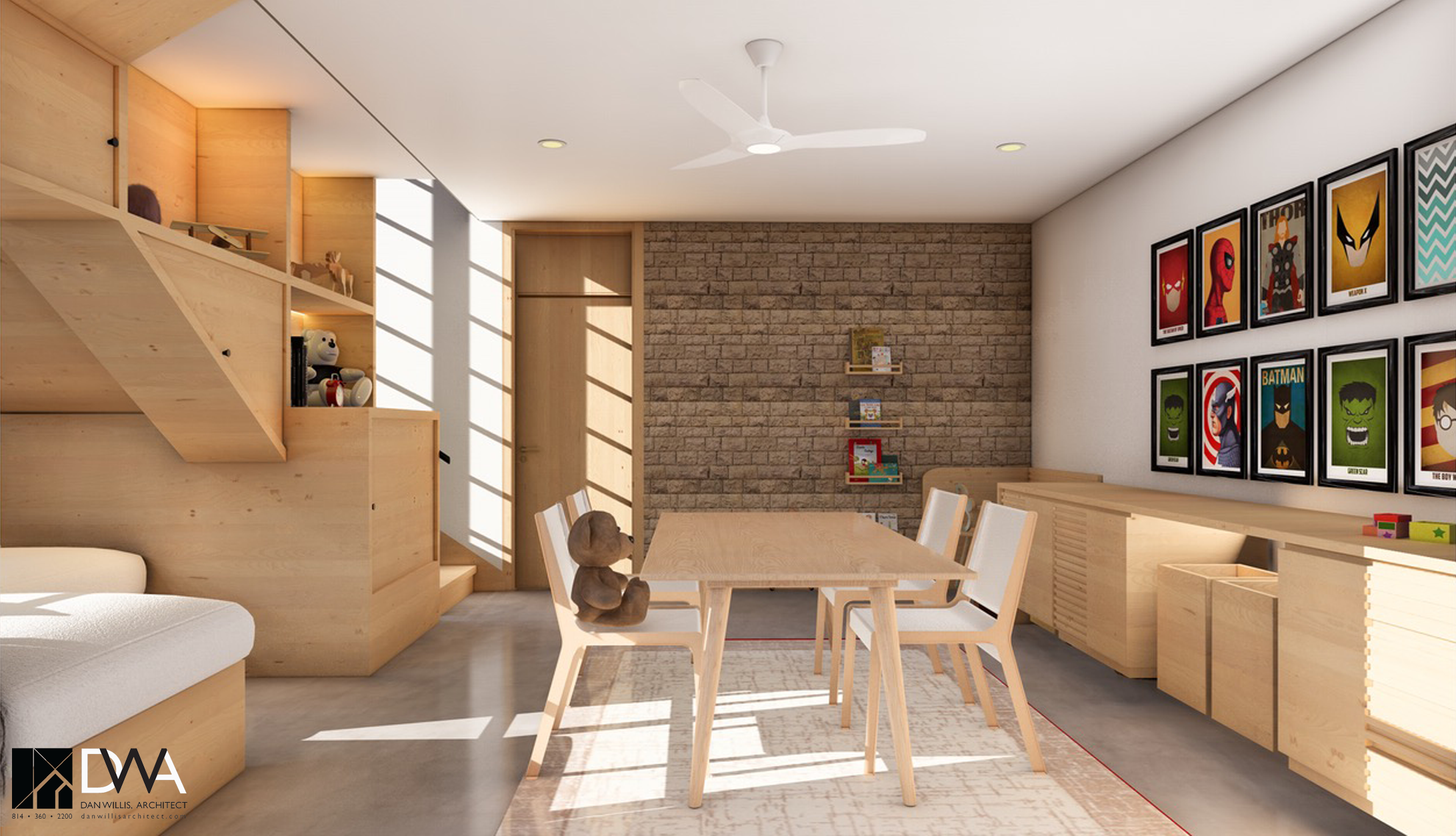 Basement with Stone Wall