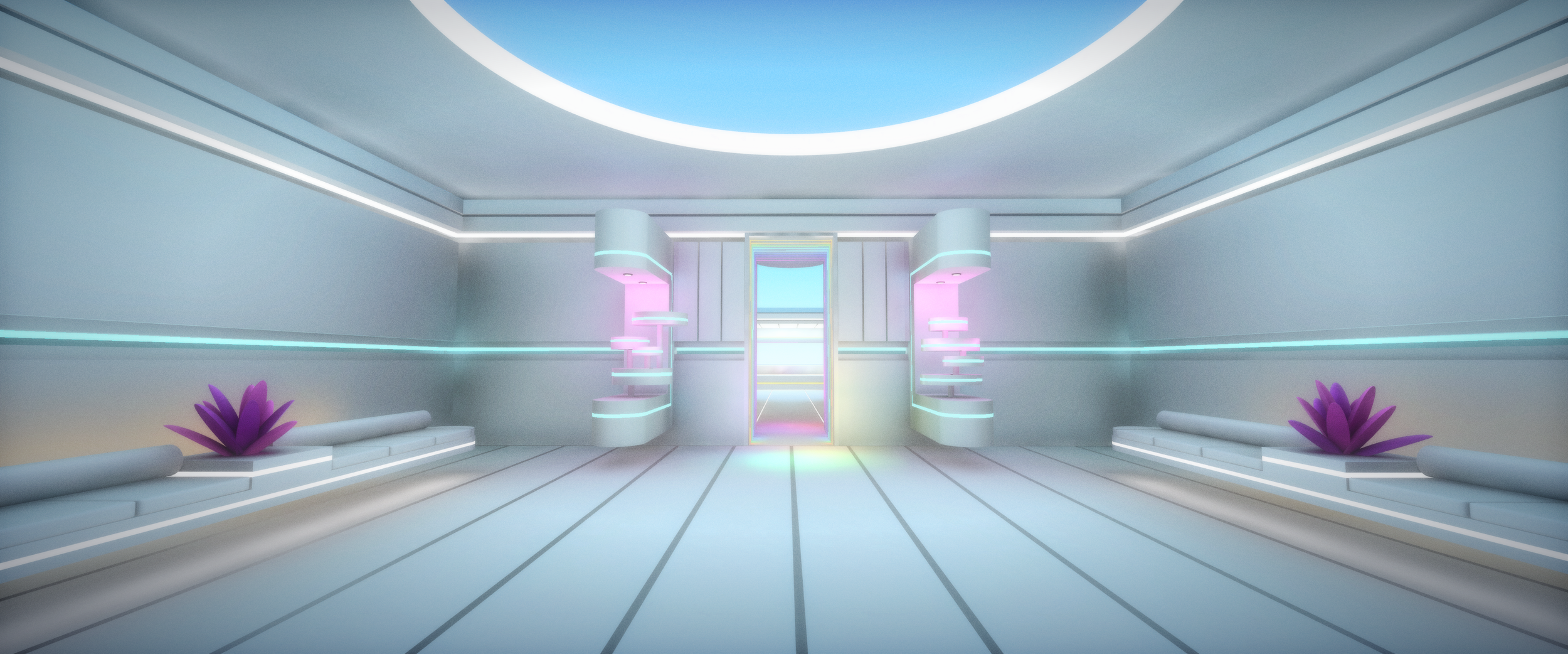 Stage close-up — glowing spectrum portal