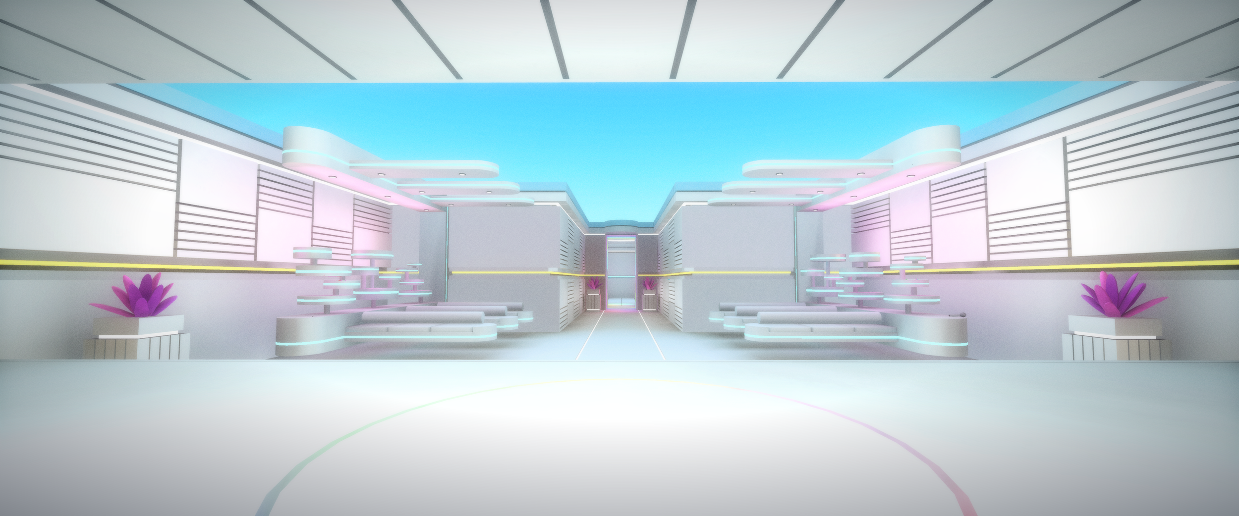 Lobby interior — doorway with sky beyond