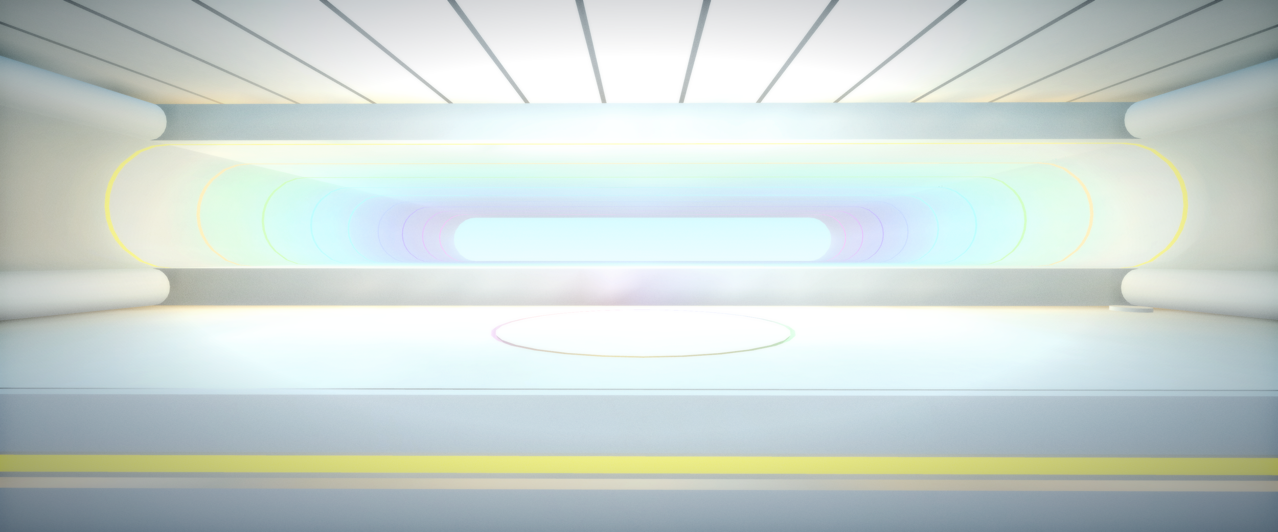 Overhead spatial view — symmetrical lobby layout