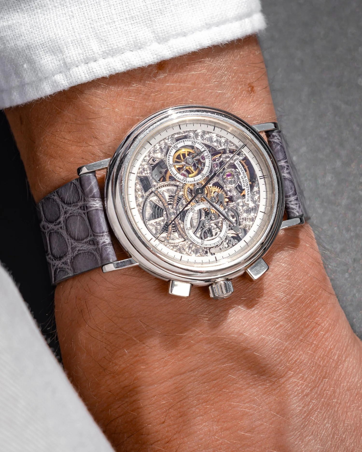 1992 Vacheron Constantin Skeletonized Chronograph 47102 Platinum