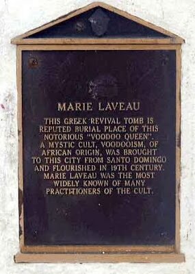 A historical marker dedicated to Marie Laveau