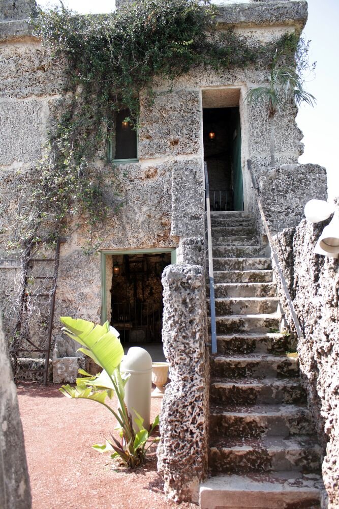 Steps leading up to the small living space at Coral Castle