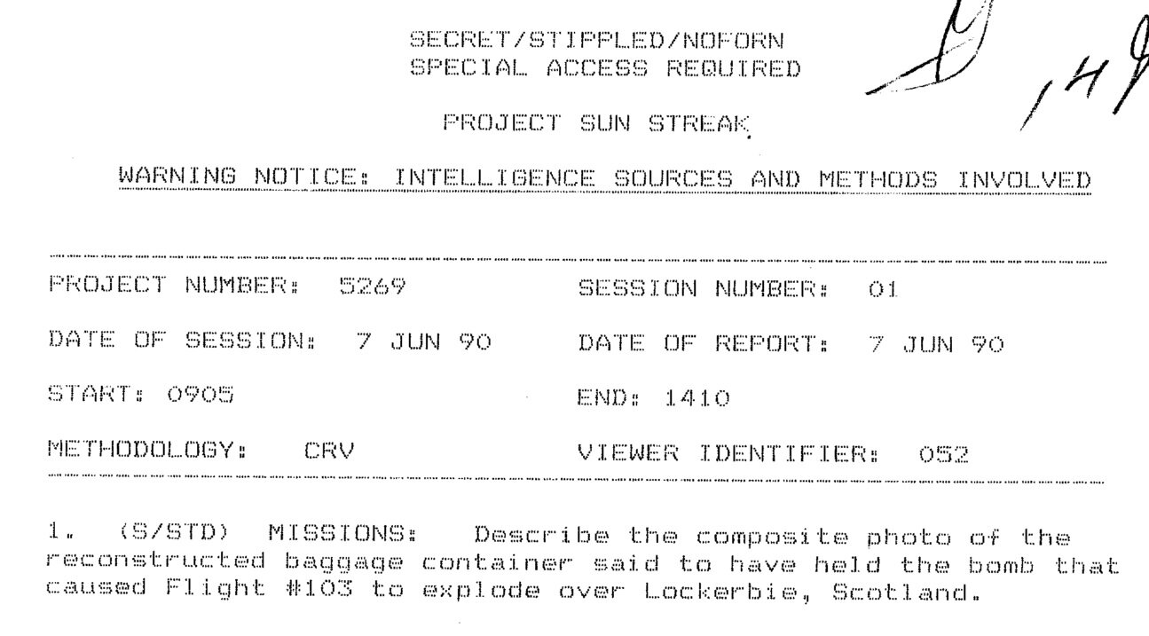 Another document from the Project Sunstreak program, a subset of Project Stargate