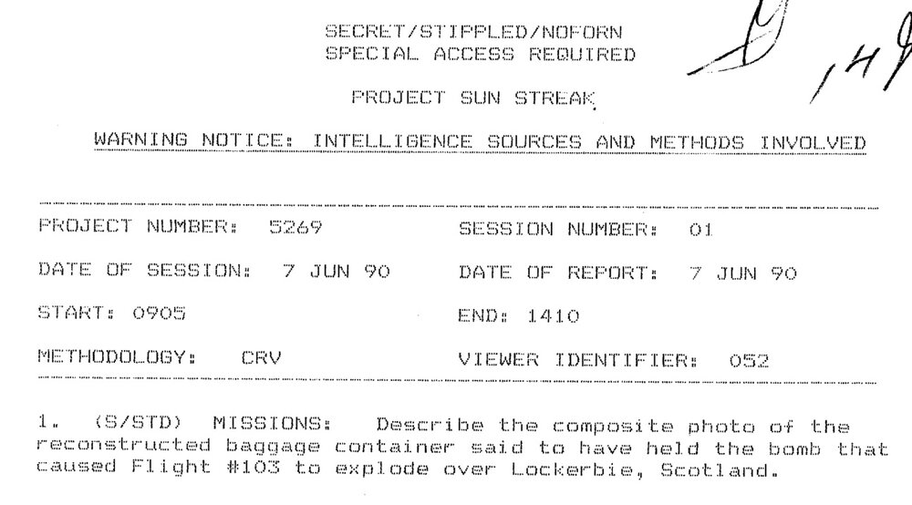 Another document from the Project Sunstreak program, a subset of Project Stargate