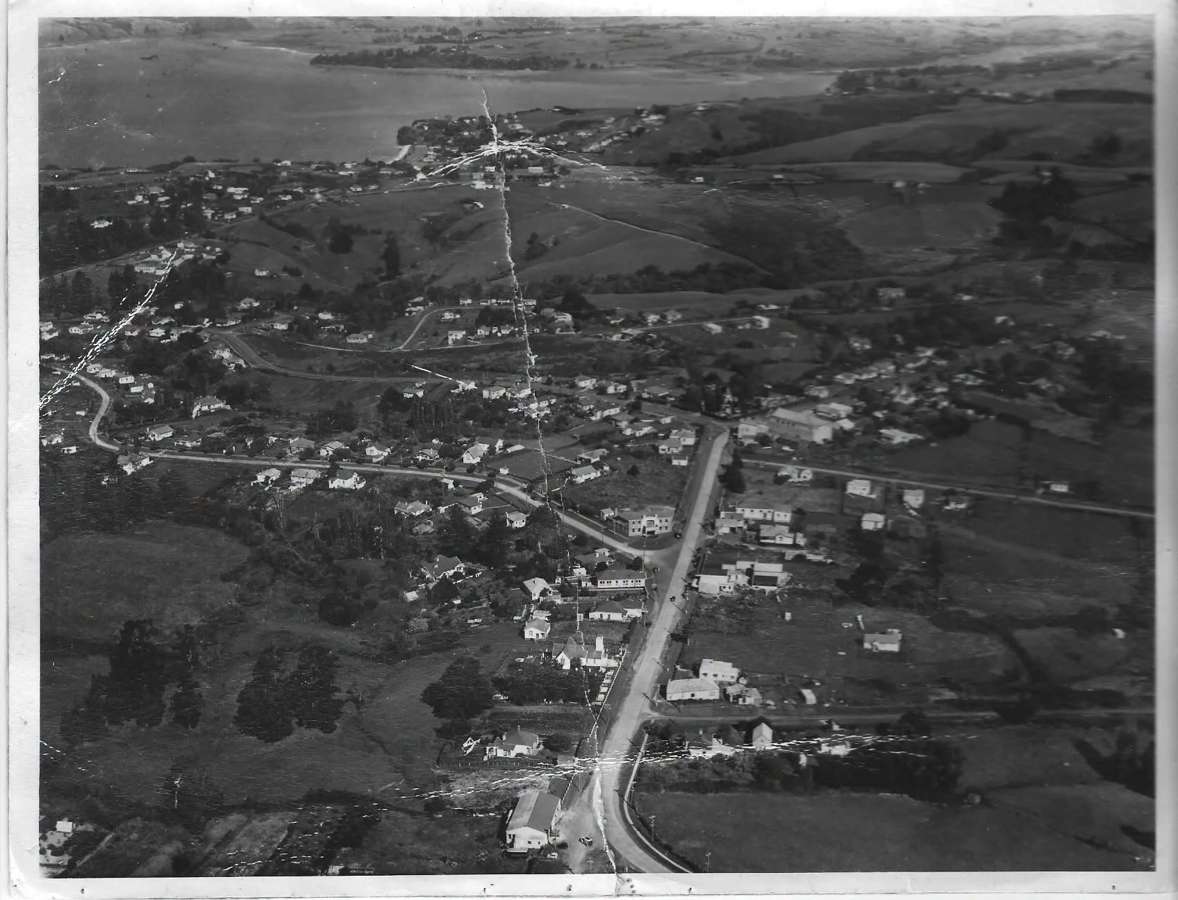  Howick - Aerial View of Picton Street, showing Gibraltar Street, 1946, Collection of the Howick &amp; Districts Historical Society, acc:2016.134.51 