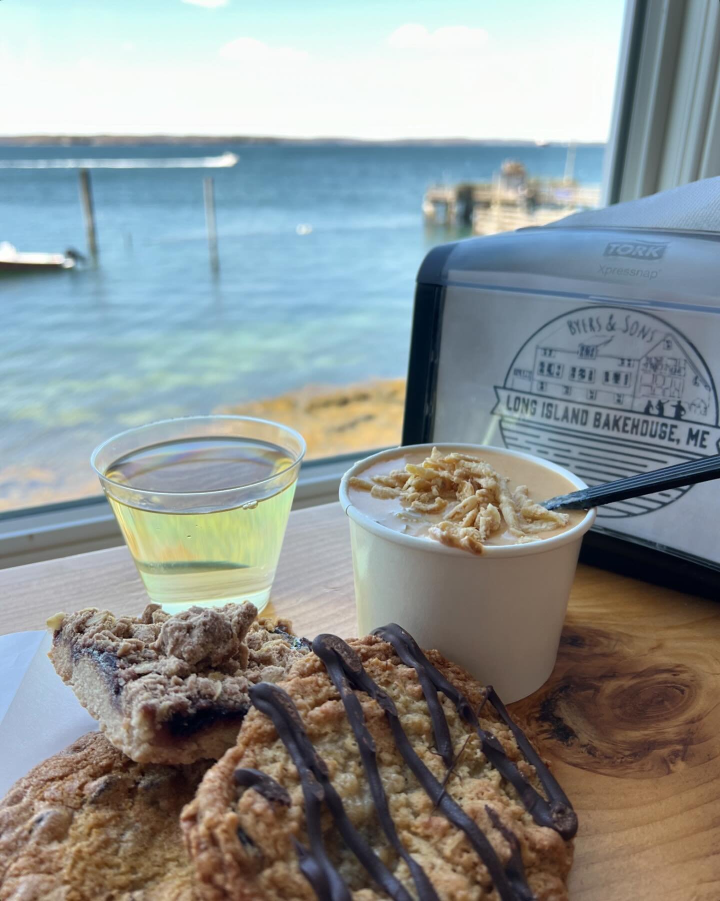 Wow-wee! Feels like summer today on the water! Great day to pop down to the island for Gas &amp; More with Ron! Special- creamy potato &amp; roasted garlic soup with bacon &amp; crispy onions. #asalways : local drafts, wine, baked goods &amp; the bes