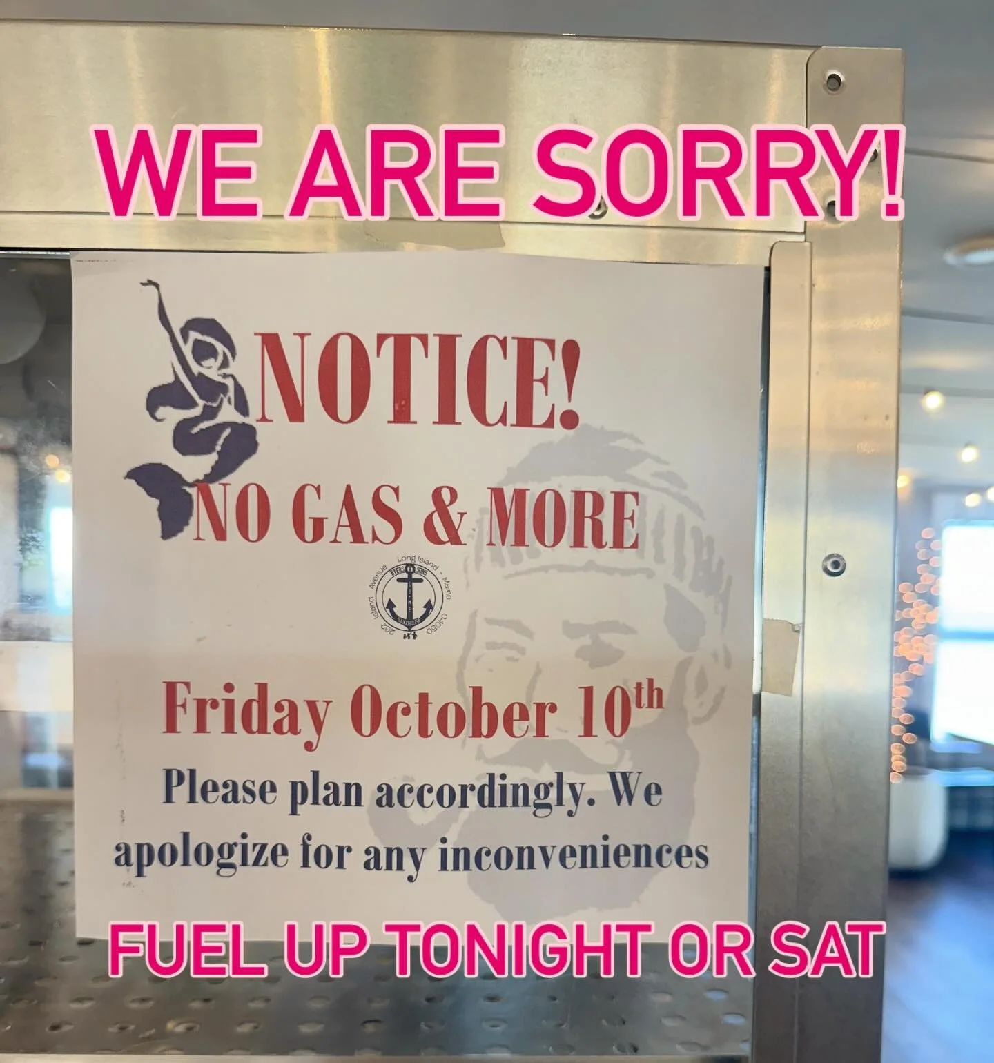 Sorry folks! We are open this week 
Tuesday 10/7 5p-8p
Saturday 10/11 12p-2
Back to regular days next week. We’ll try not to do it again. #sorry 
#maineislands 
#cascobay 
#spreadtheword