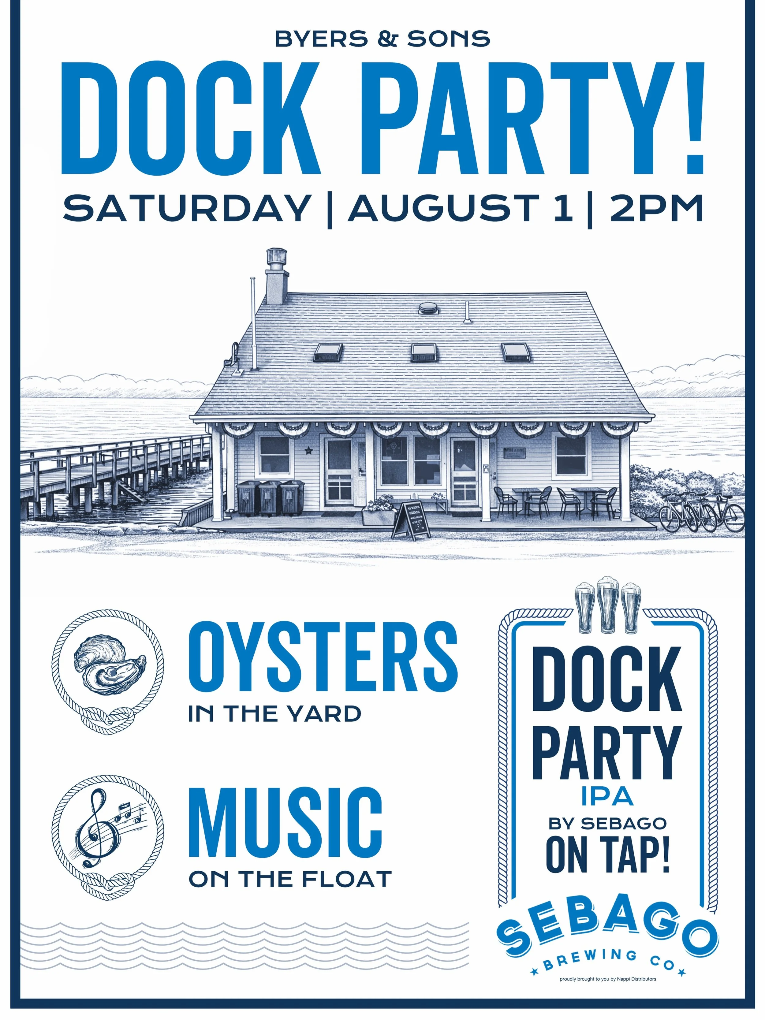 It's officially time for our Dock Party!!! Tomorrow 2p-4p we will have live music, drinks, &amp; oysters in the yard so join us in the sun as we celebrate! 🦪⚓️🌊⛵️#cascobayislands #docklife #drafts #cocktails #oysters
