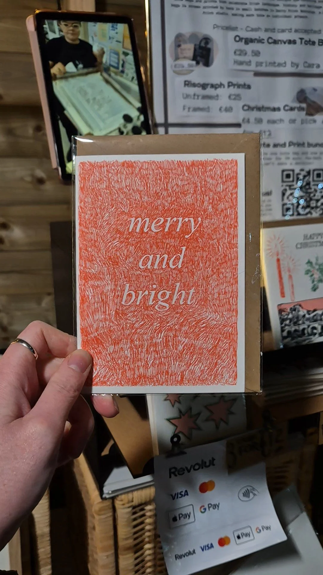 "Merry and Bright" 3 Variants Risograph Christmas Card
