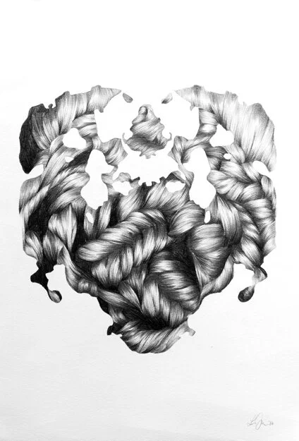 Hair Blot II, 15"x22", 2016.