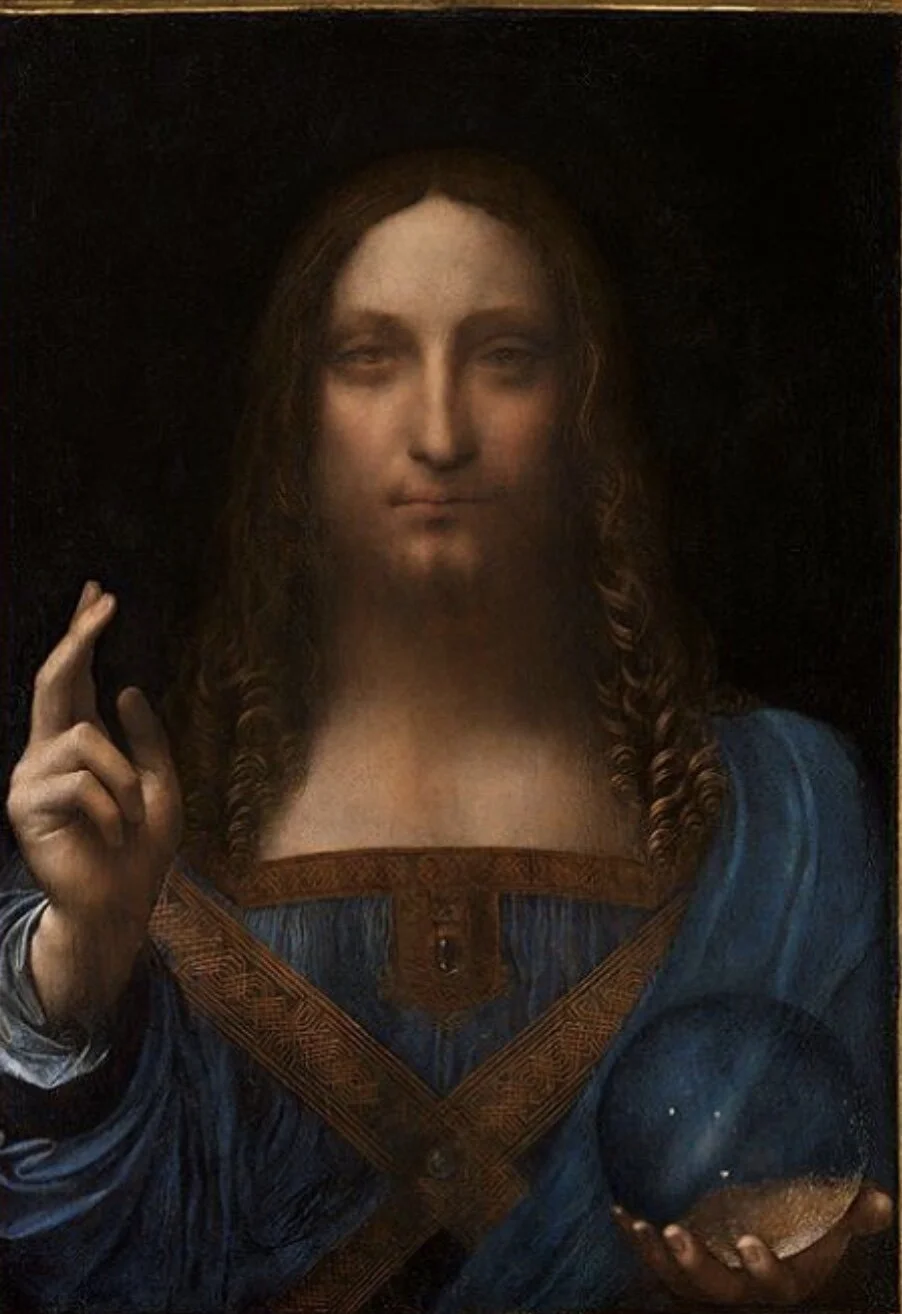 Consider this magnificent image by Leonardo da Vinci, of the mature ego, submitting to the Queen of Heaven (Wisdom and Compassion) depicted by the Peace sign (compassion) and the clear orb (wisdom) that reflects the stars of heaven. This is the most beautiful depiction of the resurrected Soul, with the ego in submission to the will of “God” that I have ever seen.