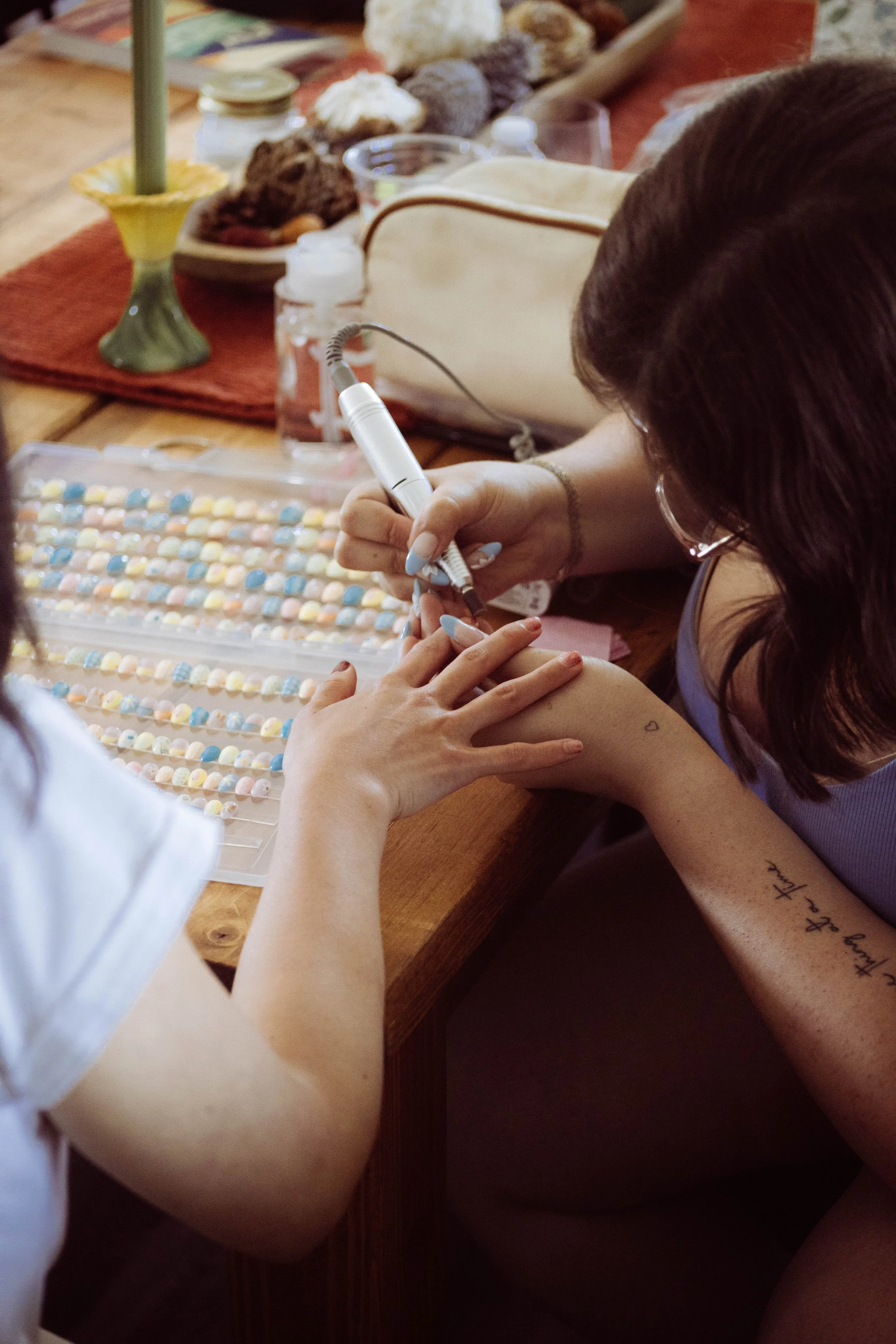 Cassy, our nail tech, in action
