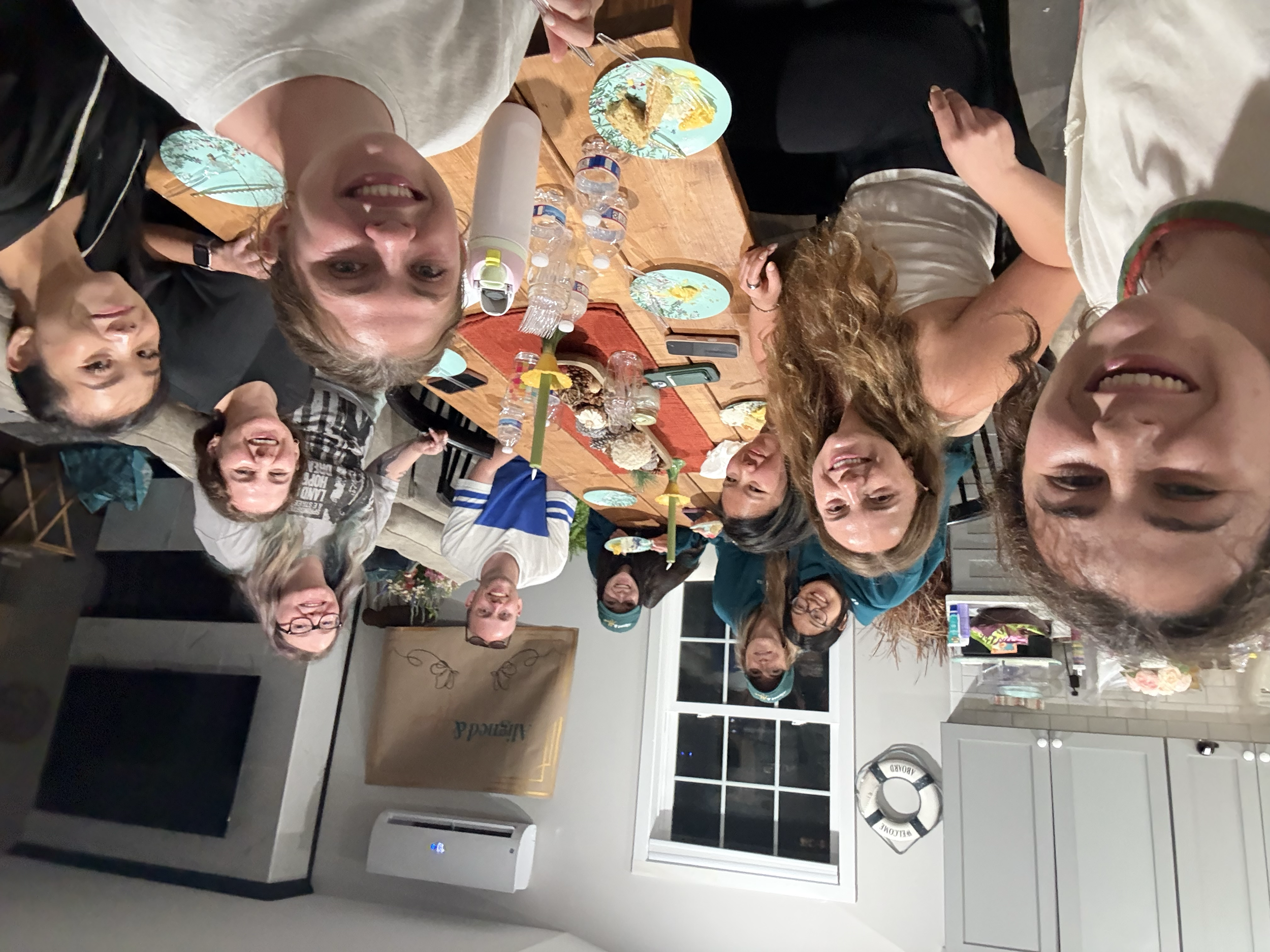 Enjoying cake and final moments on our last night