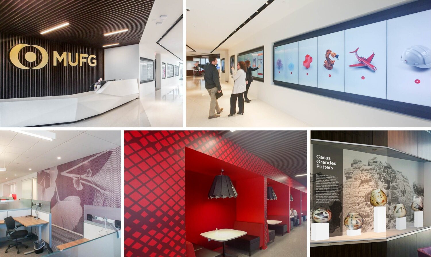 MUFG. This financial company’s Japanese heritage, along with the surrounding Phoenix landscape, were used to bring the company’s story to life when designing their new U.S. hub.