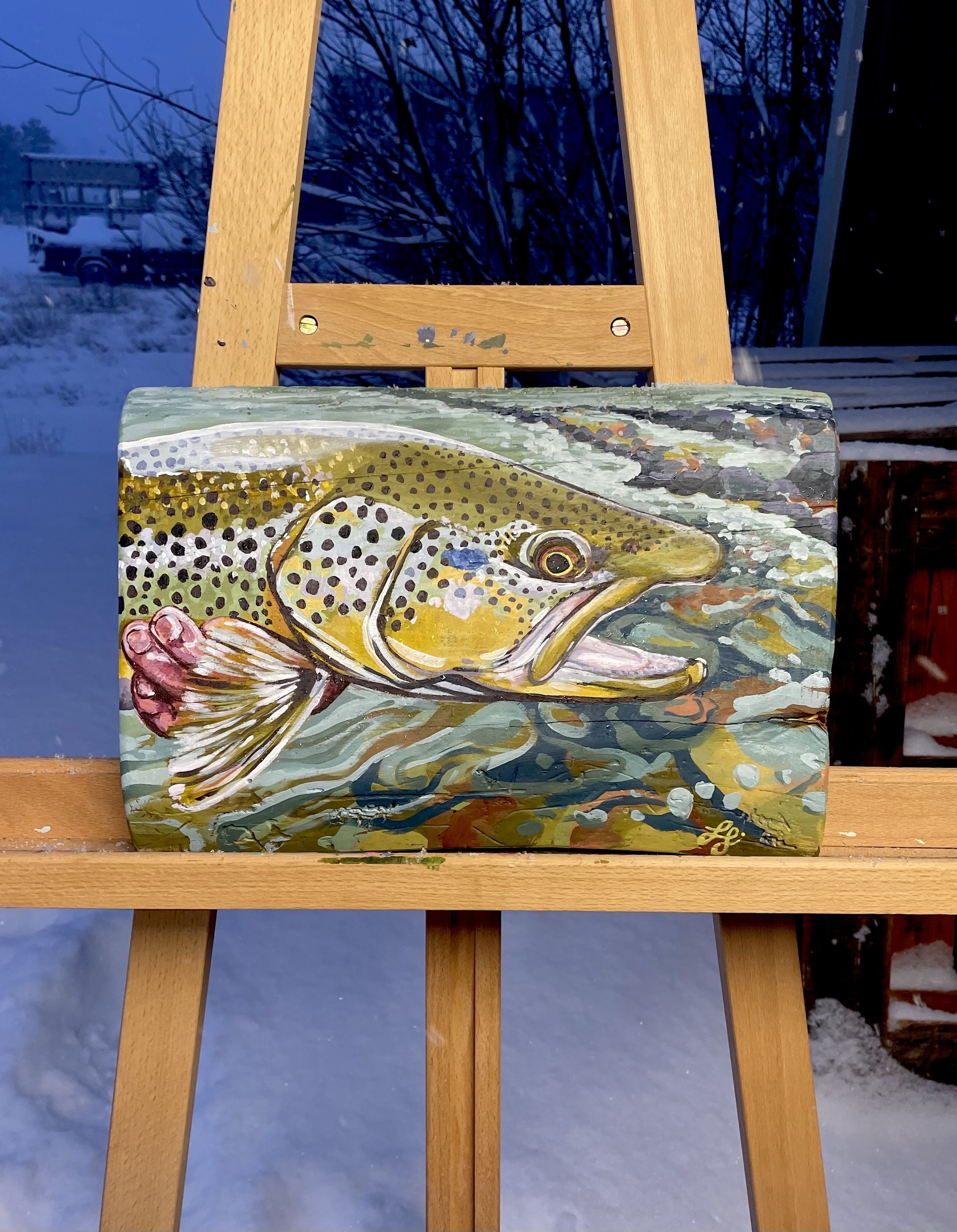 Grandma Brown 14" x 10" Original Wood Panel Painting