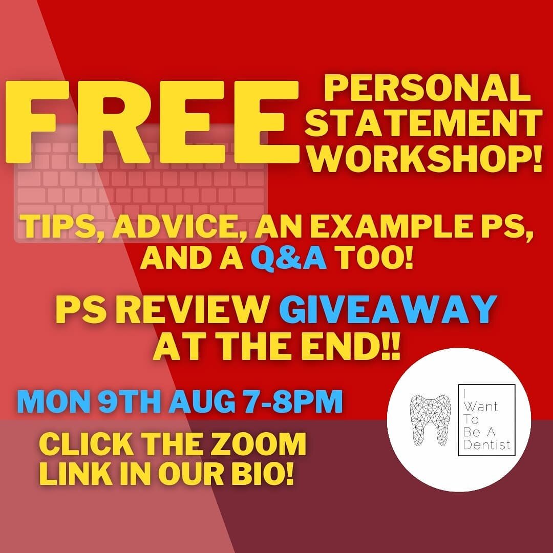 💻FREE PS WEBINAR💻

Join us on...

📌 MONDAY 9TH AUG, 7PM📌

(The ZOOM link will be in our bio!!)

...Where we'll give you the best tips to write your personal statement, how to structure it, and what to include! We'll also go through a PS example, 