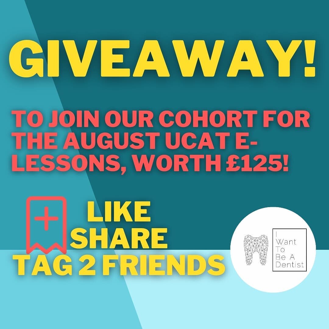 ⭐GIVEAWAY⭐

Win a place in our August cohort of the UCAT E-Lessons, WORTH &pound;125!! Every Sunday in August at 7pm, you'll join the UCAT Classroom and be taught by one of our specialist tutors!

All you have to do to enter is:
⭐LIKE THIS POST
⭐TAG 