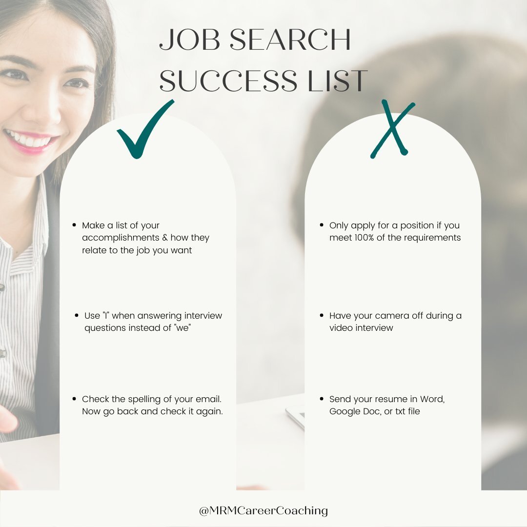 You've done it - you've decided it's time to find a new job! 🎉⁠
⁠
Now let's get to it to make your job search a success!⁠
⁠
DO: ⁠
✨ Make a list of your accomplishments &amp; how they relate to the job(s) you want. Now's not the time to be shy about 