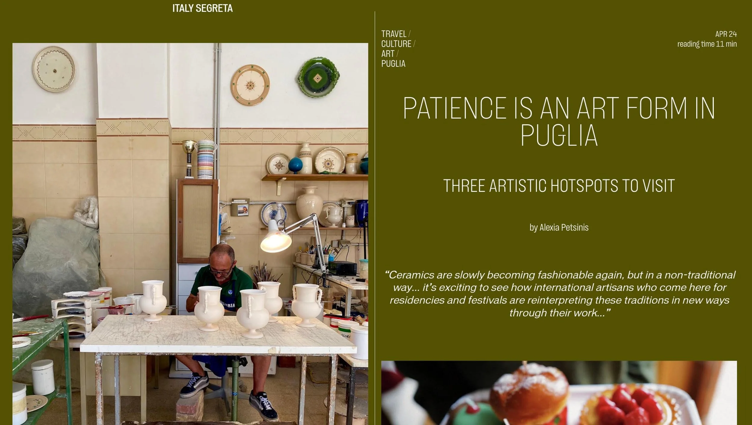 'Patience is an Art Form in Puglia', ITALY SEGRETA, 2024