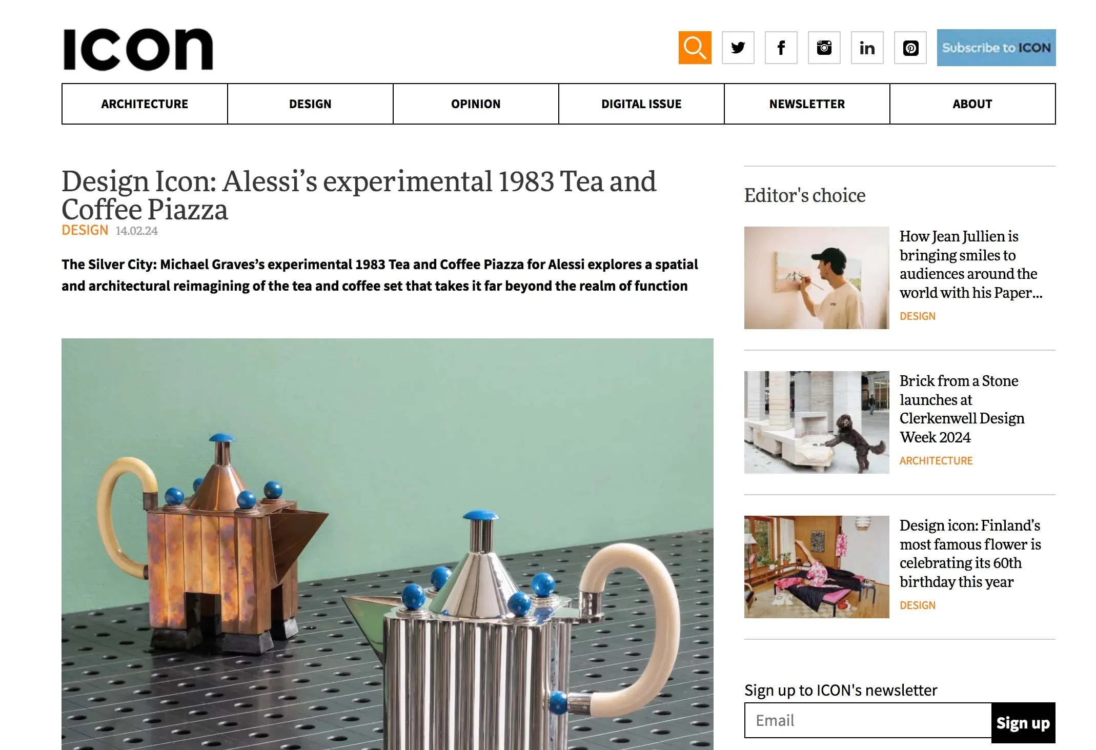 'Alessi's experimental 1983 Tea and Coffee Piazza' - ICON MAGAZINE, 2023