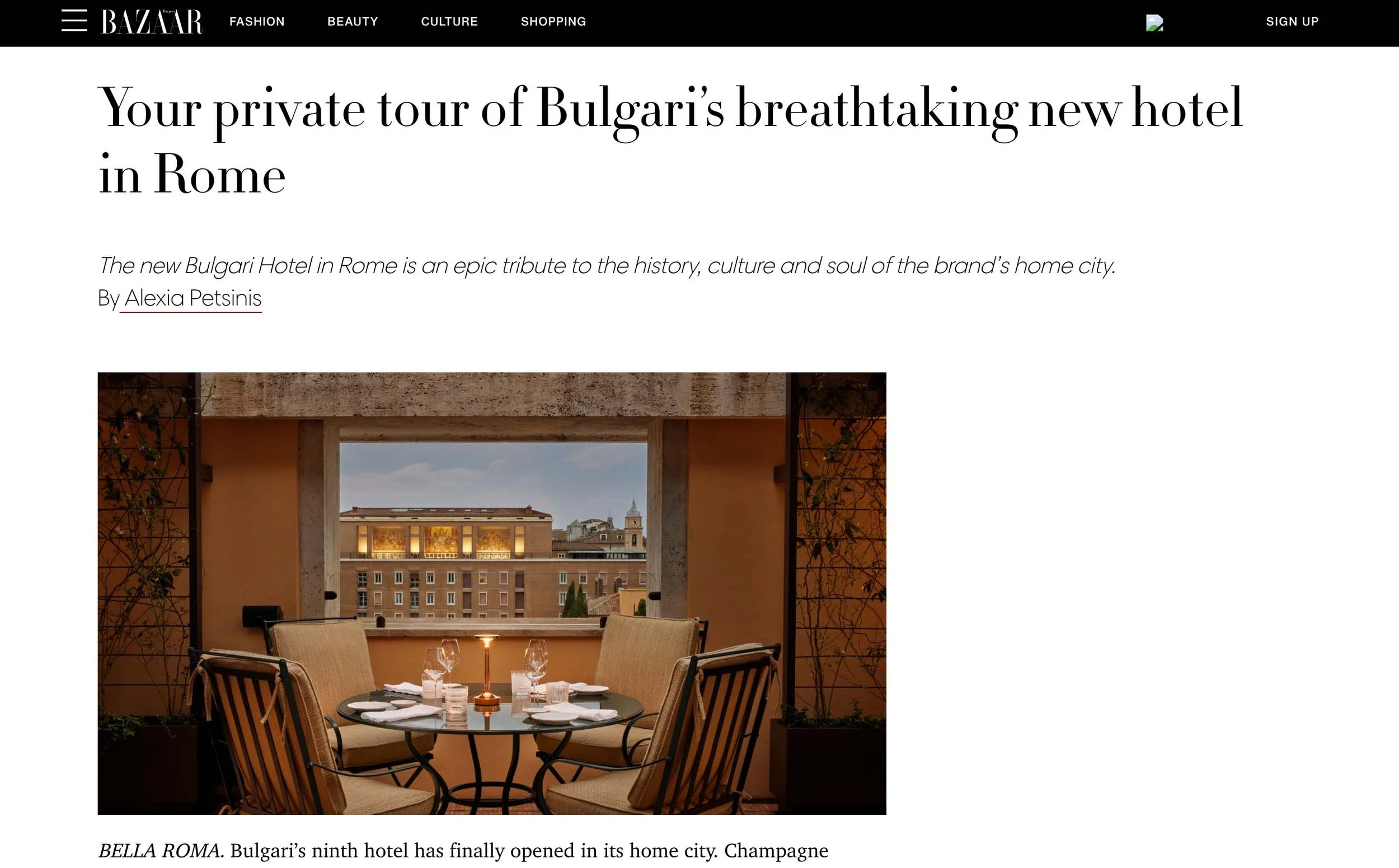 'Your private tour of Bulgari's breathtaking new hotel in Rome'- 
HARPER'S BAZAAR AUSTRALIA 2023 
