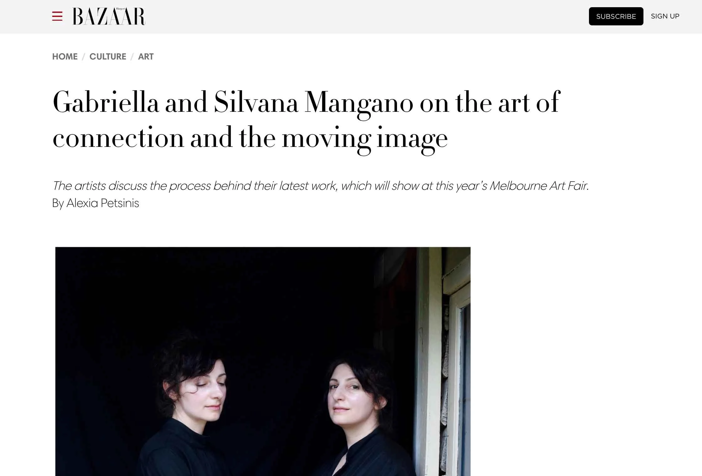 'Gabriella and Silvana Mangano on the art of connection and the moving image' - HARPER'S BAZAAR AUS (2021)