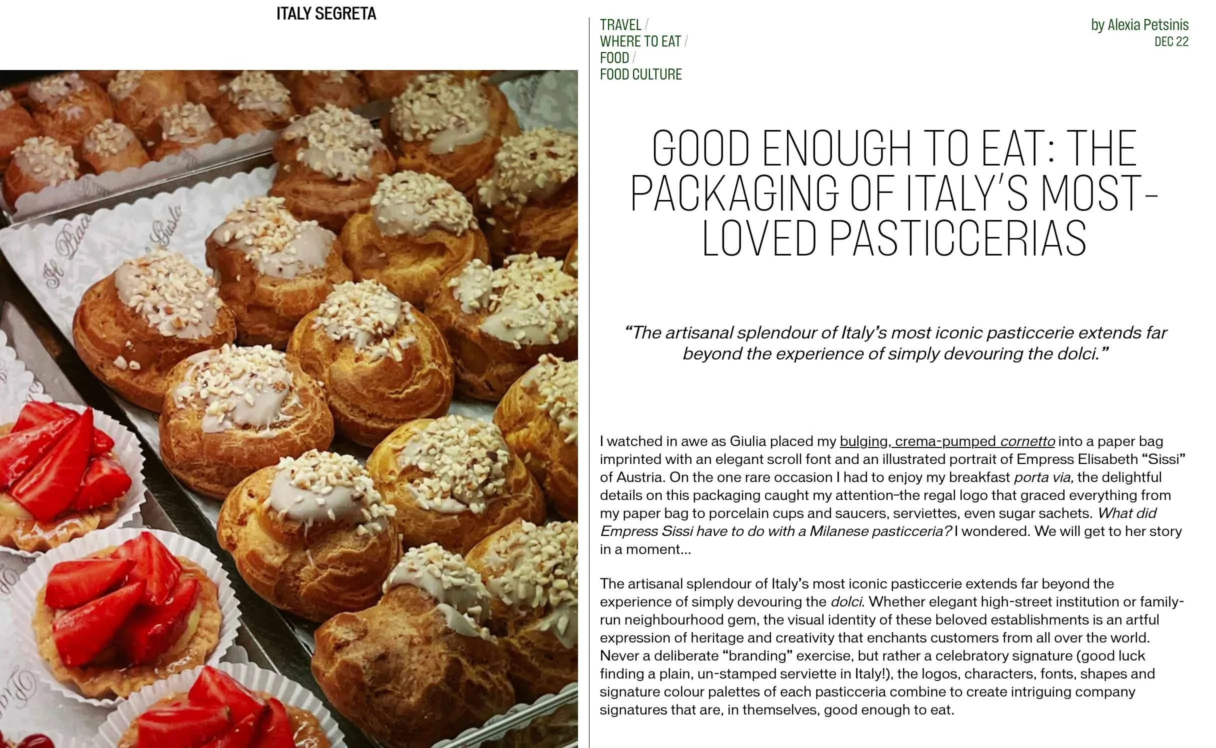 'Good enough to eat: The packaging of Italy's most-loved pasticcerias' - ITALY SEGRETA (2022)