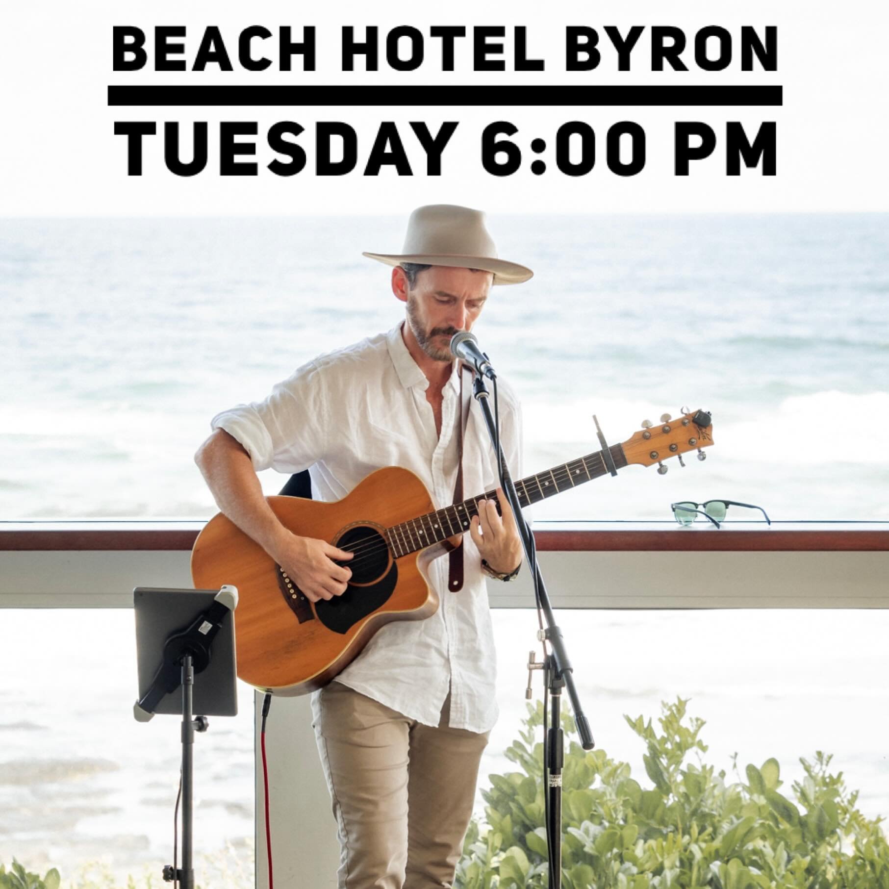 Come and join me at the iconic @beachhotelbyronbay this Tuesday night from 6:00pm for some live music and Byron vibes 🎼✨