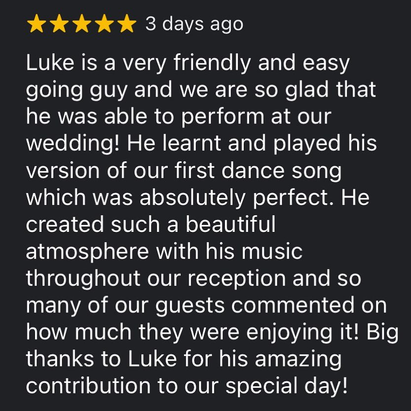 Kind words from Ria &amp; Dave from their recent wedding at @ancoraweddings for @tweedcoastweddings 💍❤️🎼✨⭐️

So grateful to have been a part of their special day 🙌🏻

@riagizmo 
@ratboislim 
@luke_yeaman_music