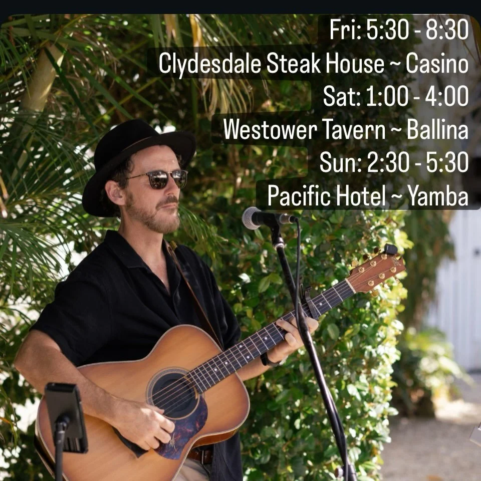 Looking forward to performing at these venues this weekend 🎼✨

Friday 5:30 - 8:30 at the
@clydesdalemotelandsteakhouse #Casino

Saturday 1:00 - 400 at the 
@westowertavern #Ballina 

Sunday 2:30 - 5:30 at 
@pacific_hotel #Yamba

Photo credit @figtre