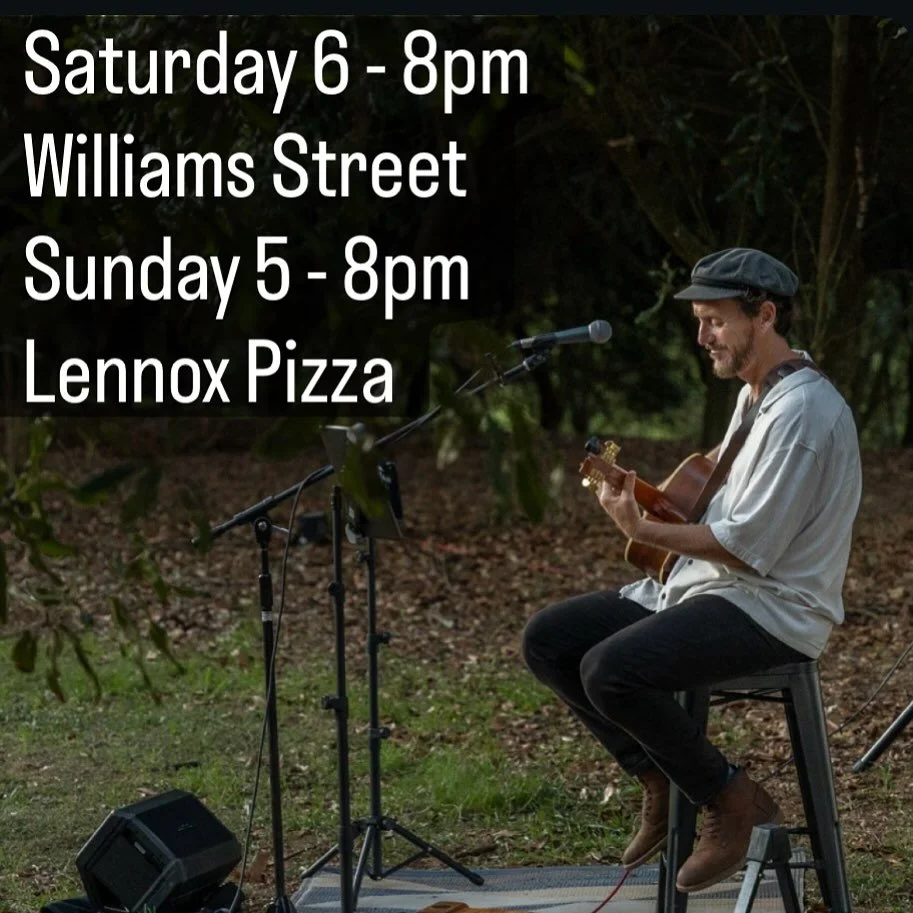 Excited to share two gigs in Lennox Head this weekend! #lennoxhead

Saturday at @williamst.lennox
6-8pm
Sunday at @lennoxpizzabarandkitchen
5-8pm

Come say hi 👋

Photo credit @gilded.images