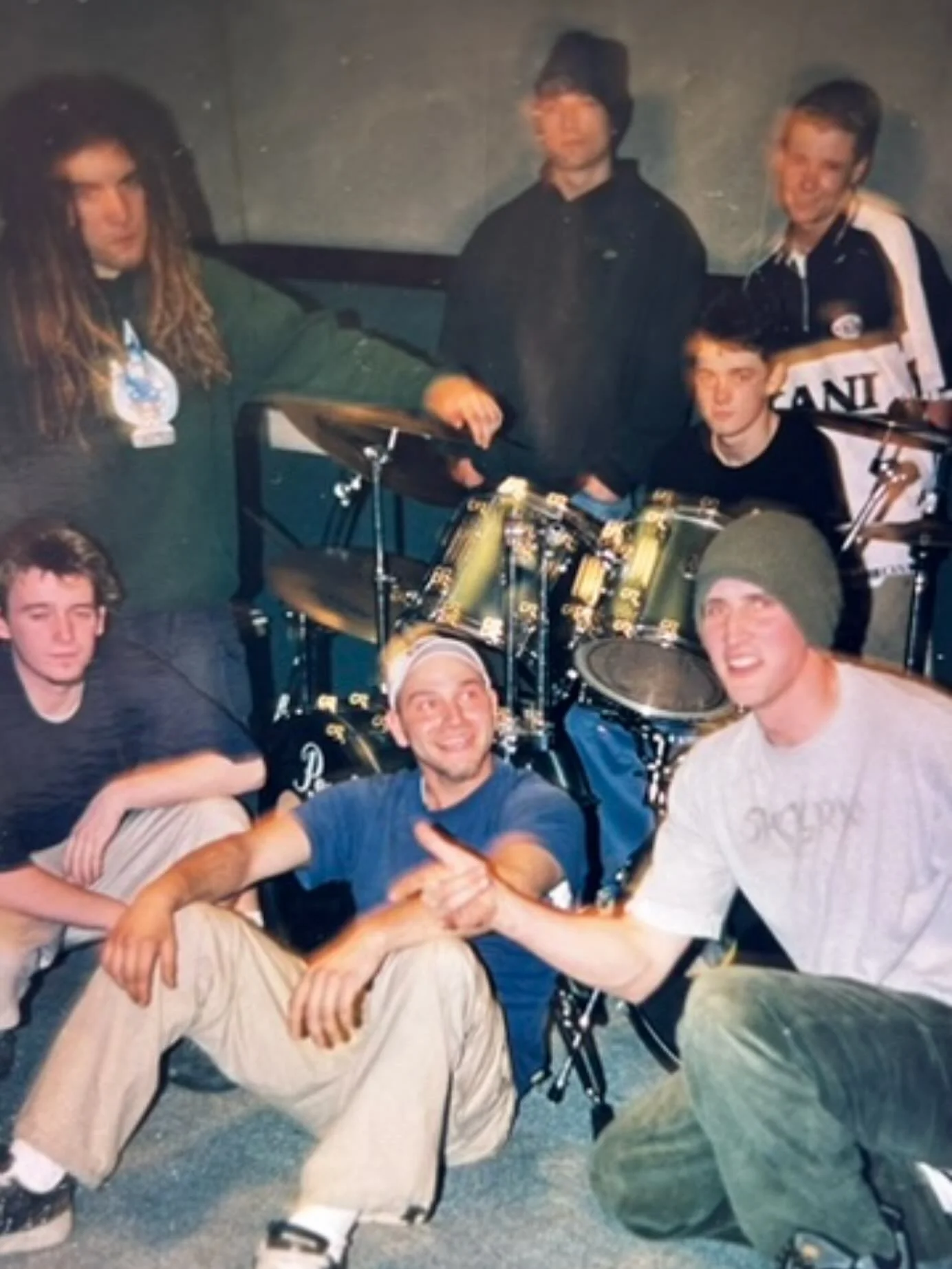 A seven piece rock band that included a DJ and two singers 

Is there anything more late &lsquo;90&rsquo;s / early 00&rsquo;s..? 

I originally played bass in this band &lsquo;Shagrin&rsquo; before moving onto guitar with Simon after about a year

We