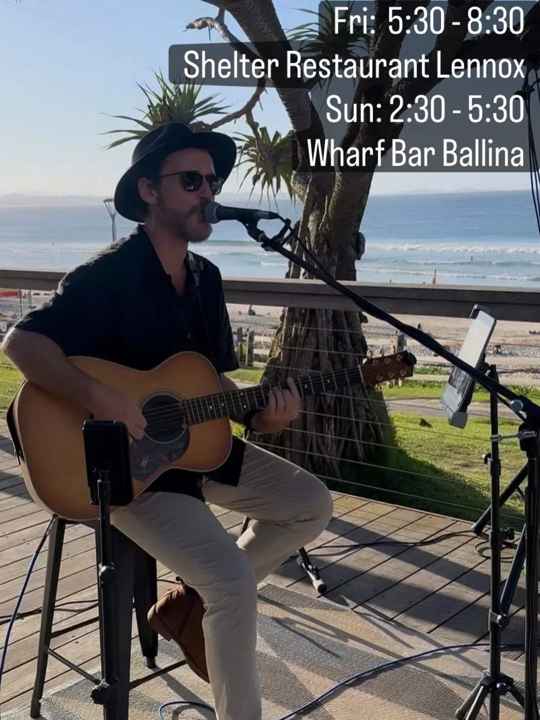 Catch me playing live this weekend! 🎶 

Kick off the weekend in style on Friday at @shelter.lennox from 5:30 - 8:30 PM

Then join me by the water on Sunday at @wharfbarballina from 2:30 - 5:30 PM.
