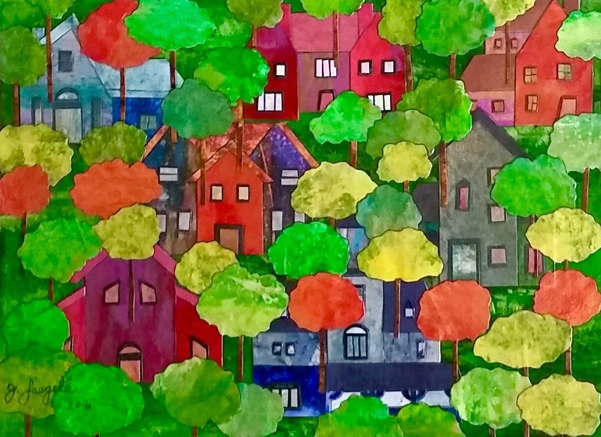 Hillside Houses With Trees