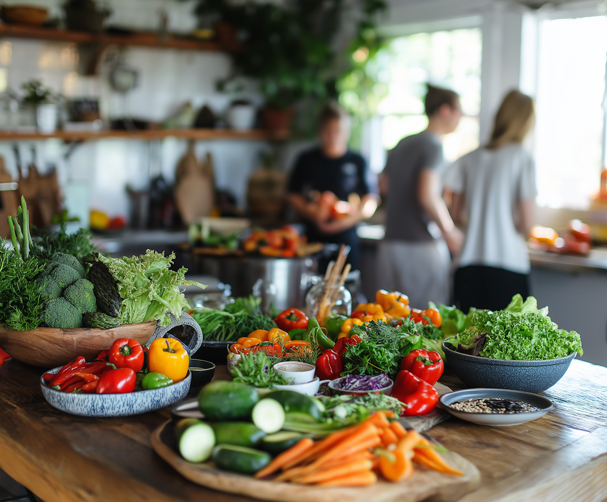 Vibrant Kitchen Scene with Fresh Vegetables.png
