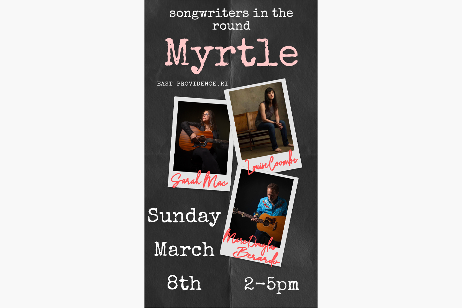 Songwriters in the round with Sarah Mac, Louise Coombe &amp; Marc Douglas Berardo 