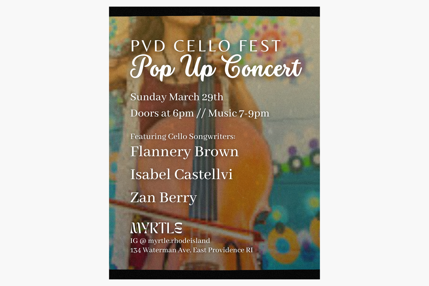 PVD Cello Fest: Flannery Brown, Isabel Castellvi &amp; Zan Berry