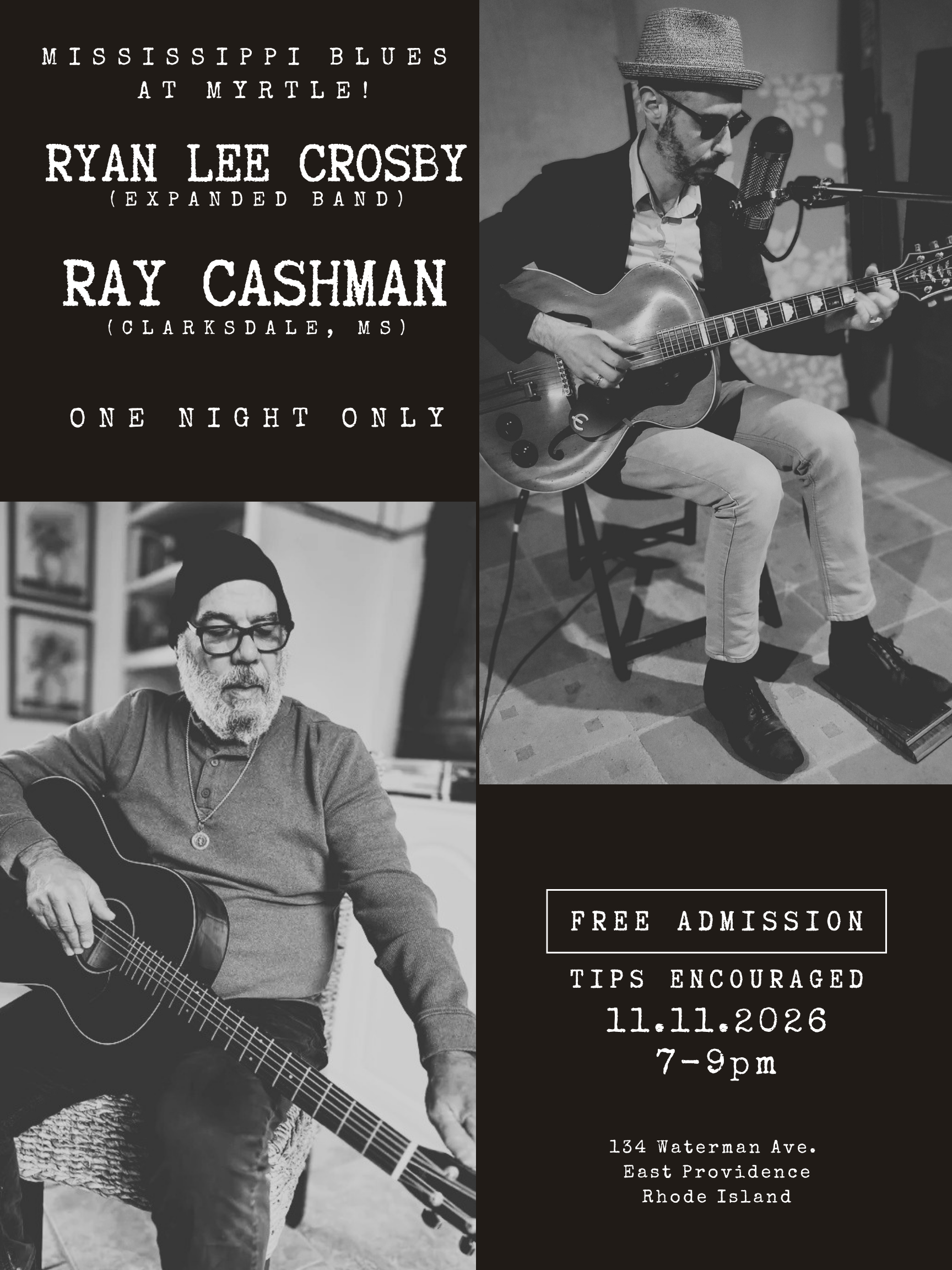 Ryan Lee Crosby (expanded band) + Ray Cashman (Clarksdale, Mississippi)