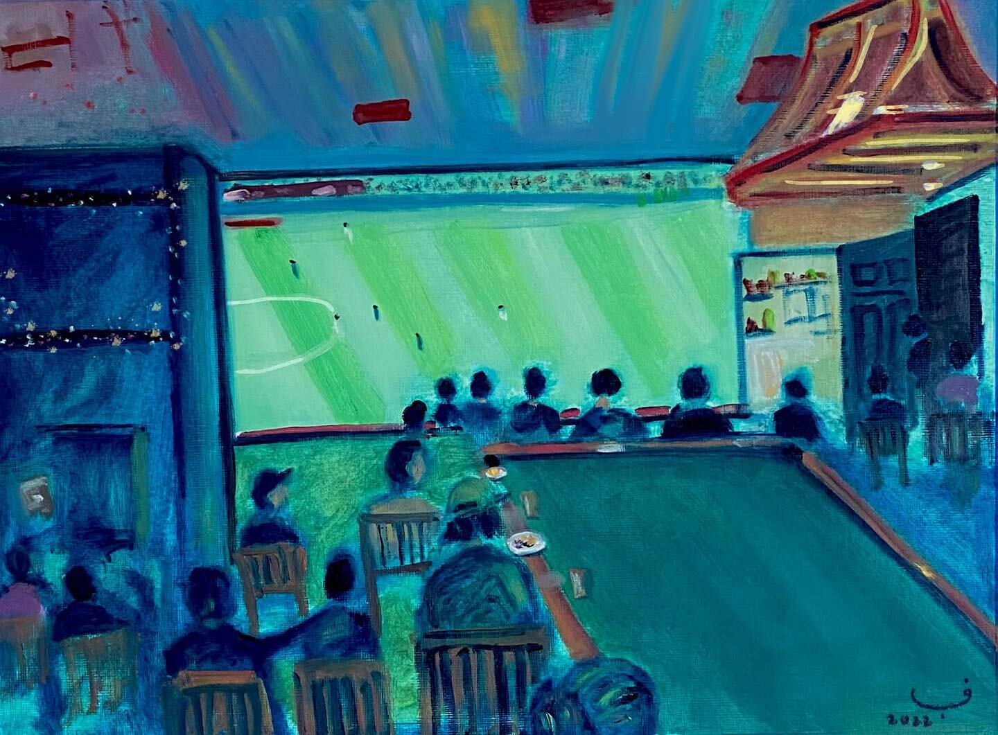 Watching a World Cup game in Brooklyn ⚽️ 
Oil on Canvas paper
30 x 40 cm
