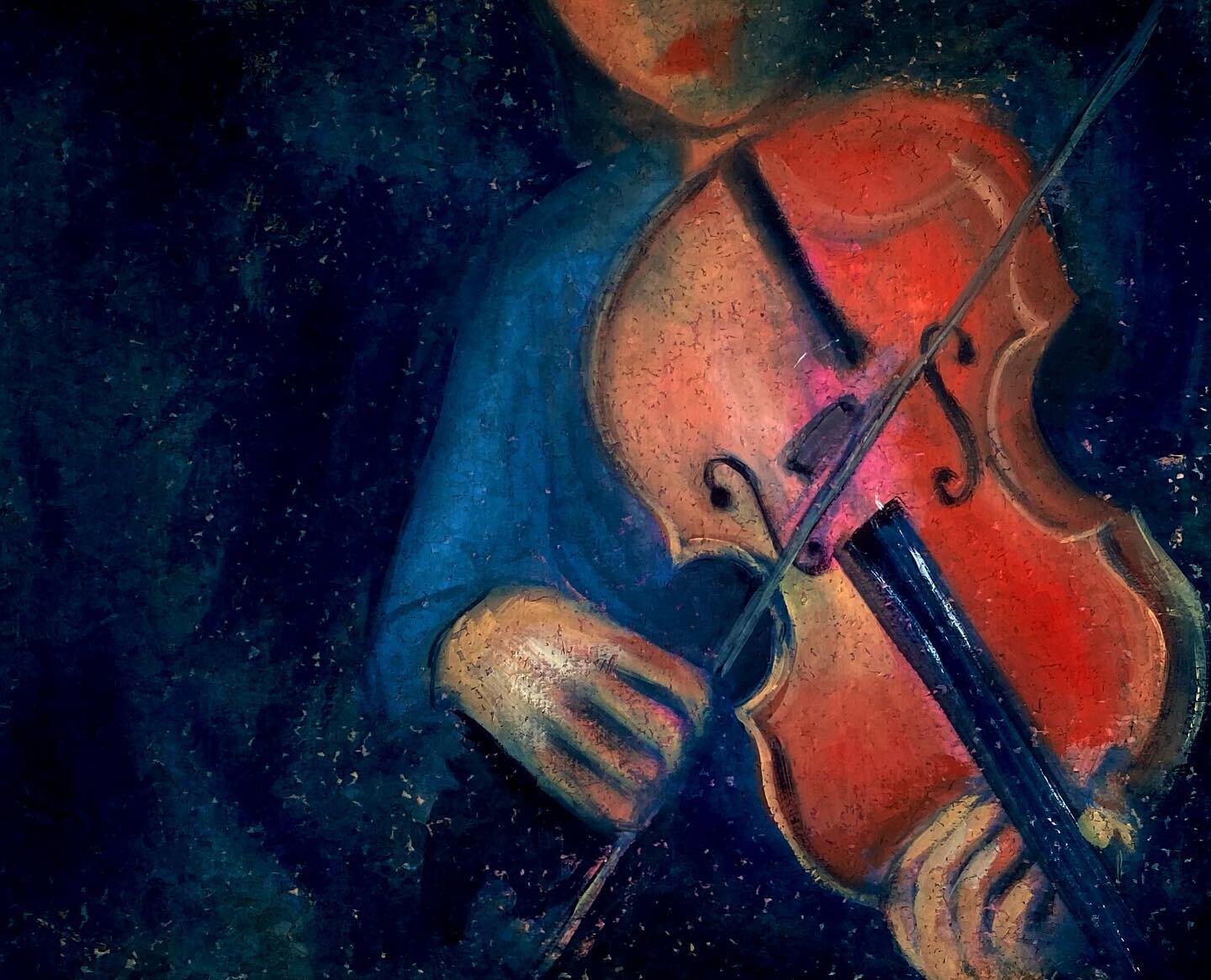 I dreamt I was playing the violin 🎻 
Oil on cork paper 
30 x 55 cm