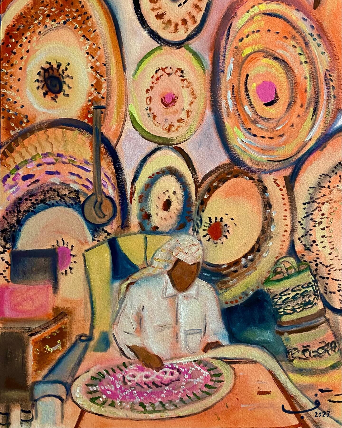 نسج سعف النخيل 
Palm weaving 🌴

Oil on canvas paper 
30 x 40 cm