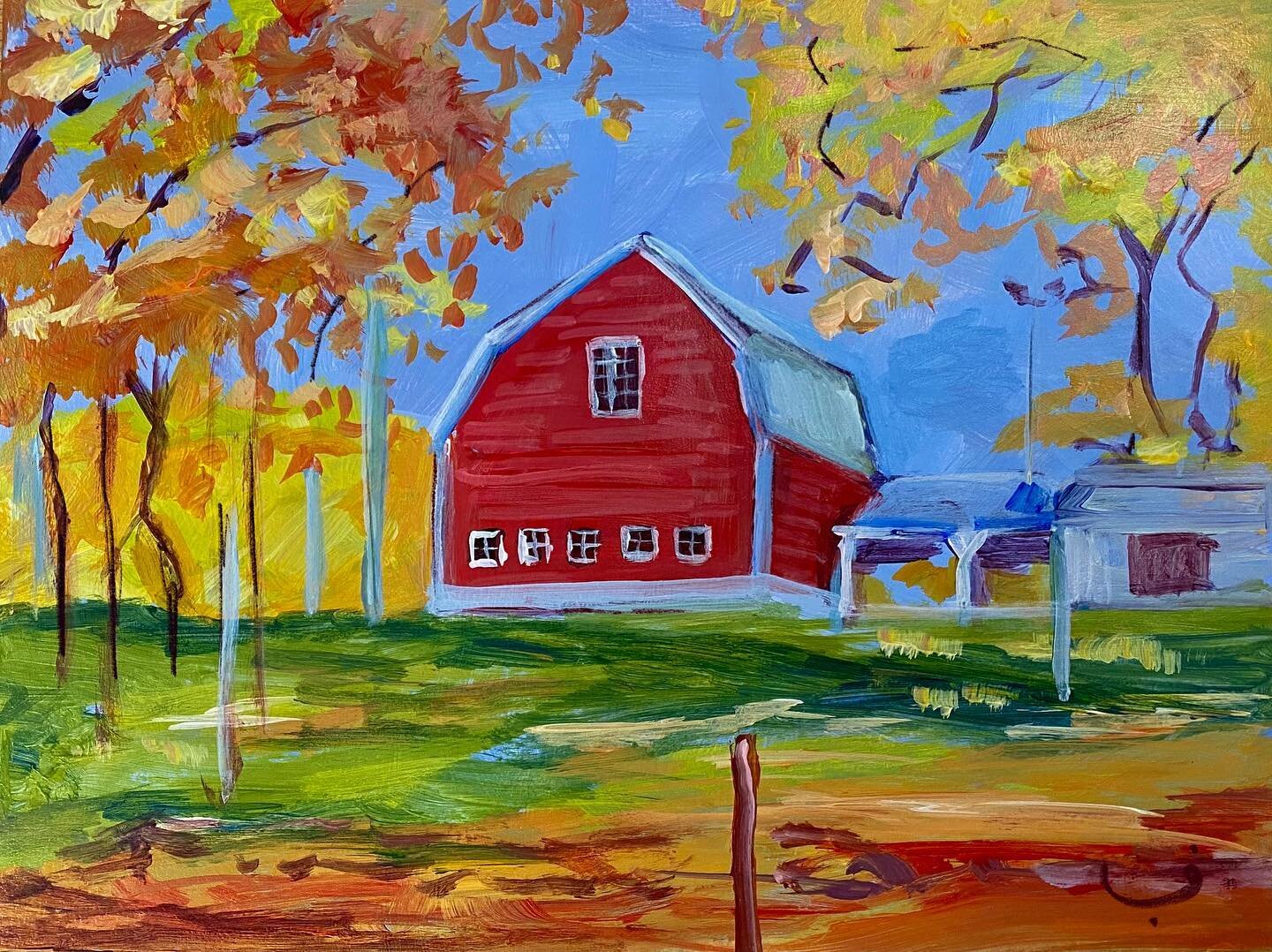 (Sold) Red Barn 
Acrylic on paper
21 x 29 cm